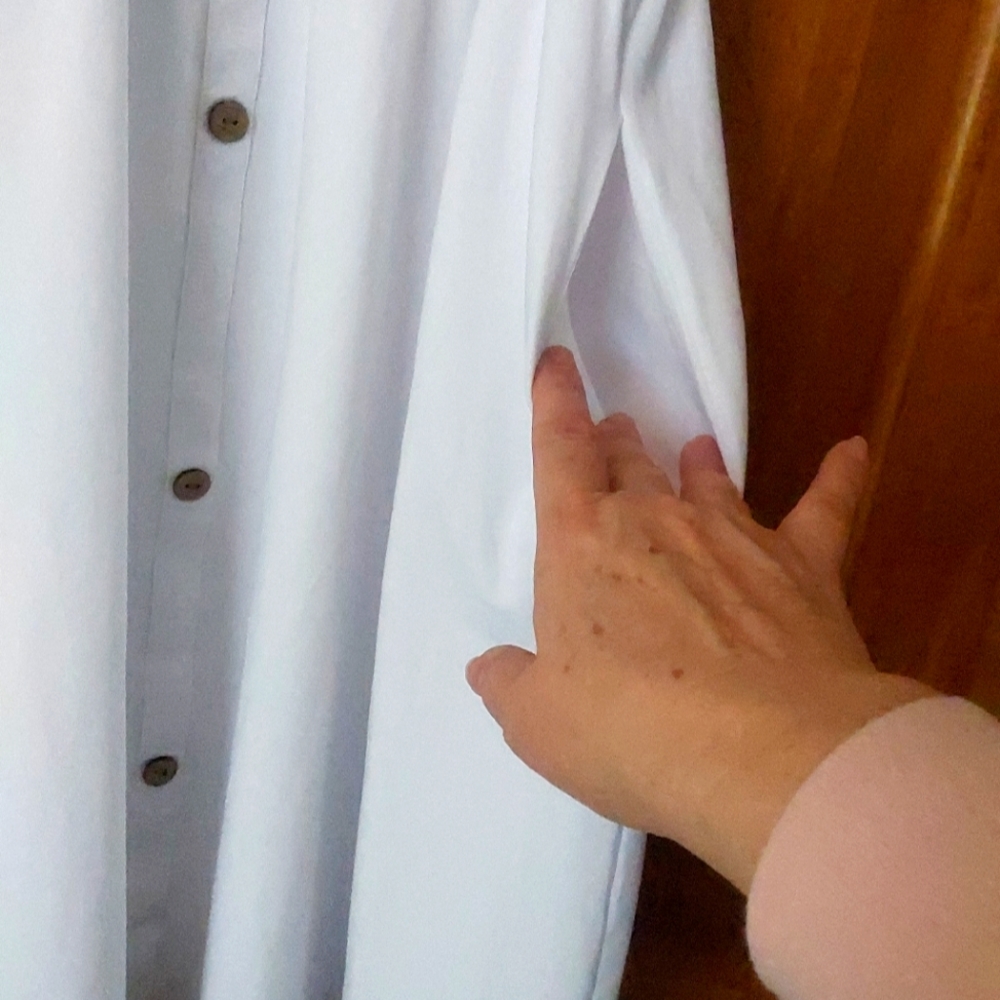 *๐ VotePretty Beachy White Sundress V-Neck Tie Front Dress Pockets, Size L, NEW - Picture 6 of 10